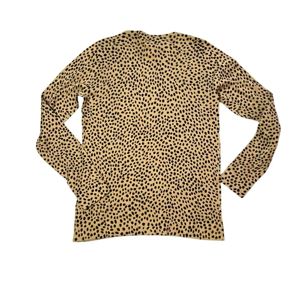 J Crew Tan Cheetah Print‎ Teddie Knit Pullover Animal Timeless Sweater Womens S